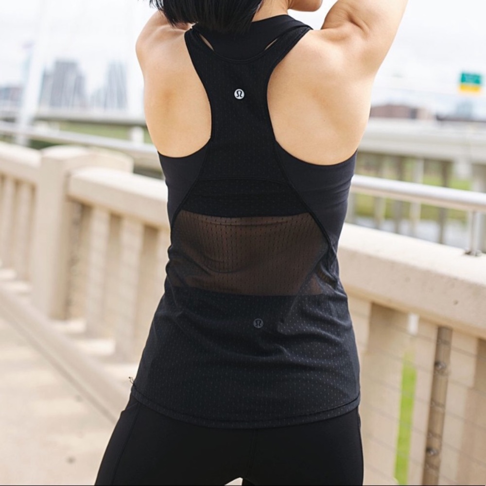 Lululemon Swiss Dot Racerback Black High Neck Tank